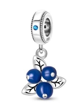 Blueberry Blueberries Charm, fits Pandora Charm Bracelet, S925 Silver, Fruit Cha